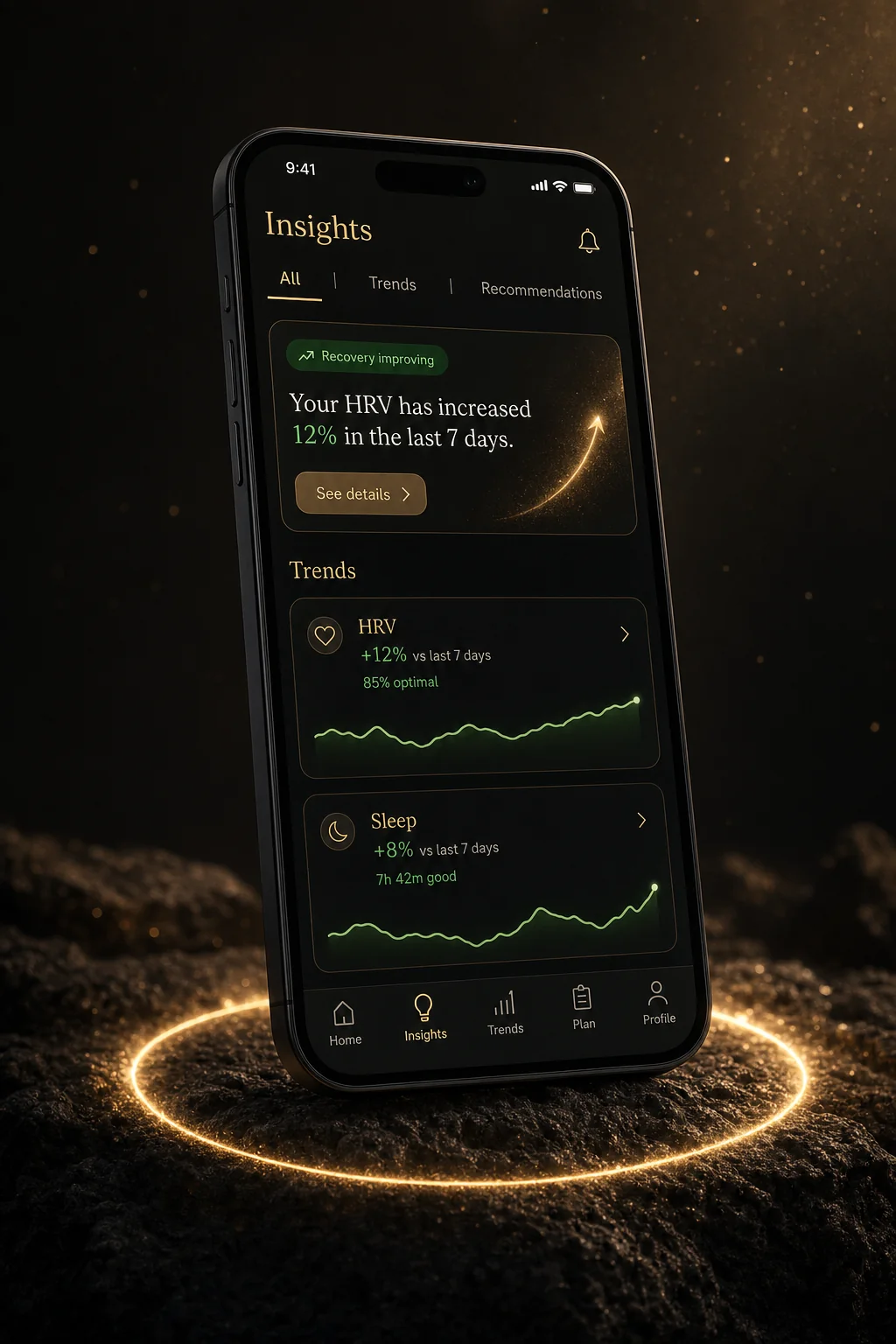 Приложение longlive: экран инсайтов на телефоне